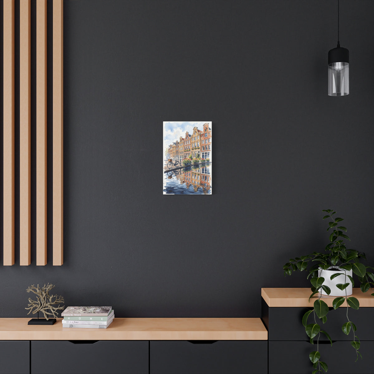 Amsterdam Canal Bicycle - Classic Stretched Canvas Wall Art