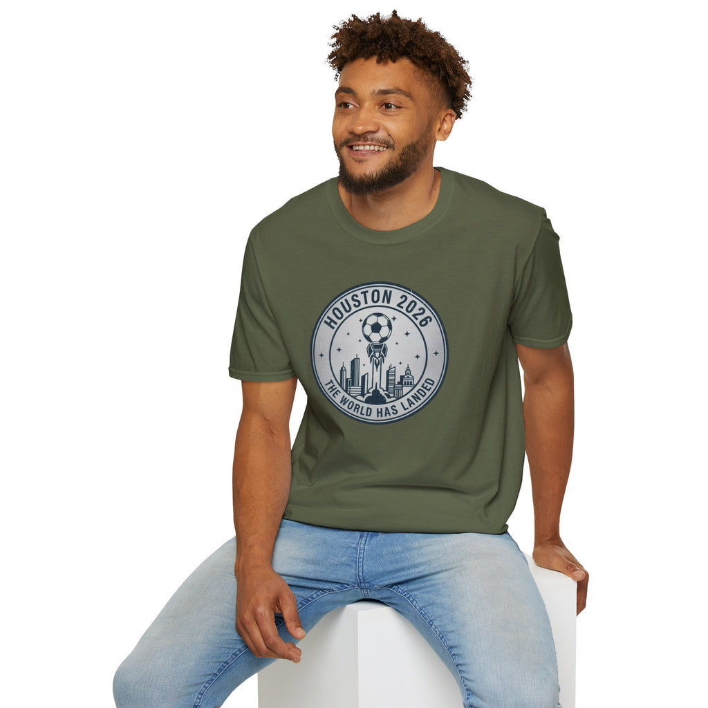 Houston 2026 Soccer Tee — "The World Has Landed" City Crest