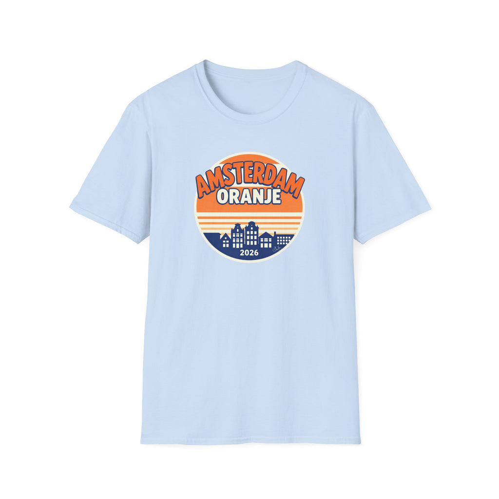 Amsterdam Oranje Vintage Skyline T-Shirt — 2026 Dutch Pride Tee