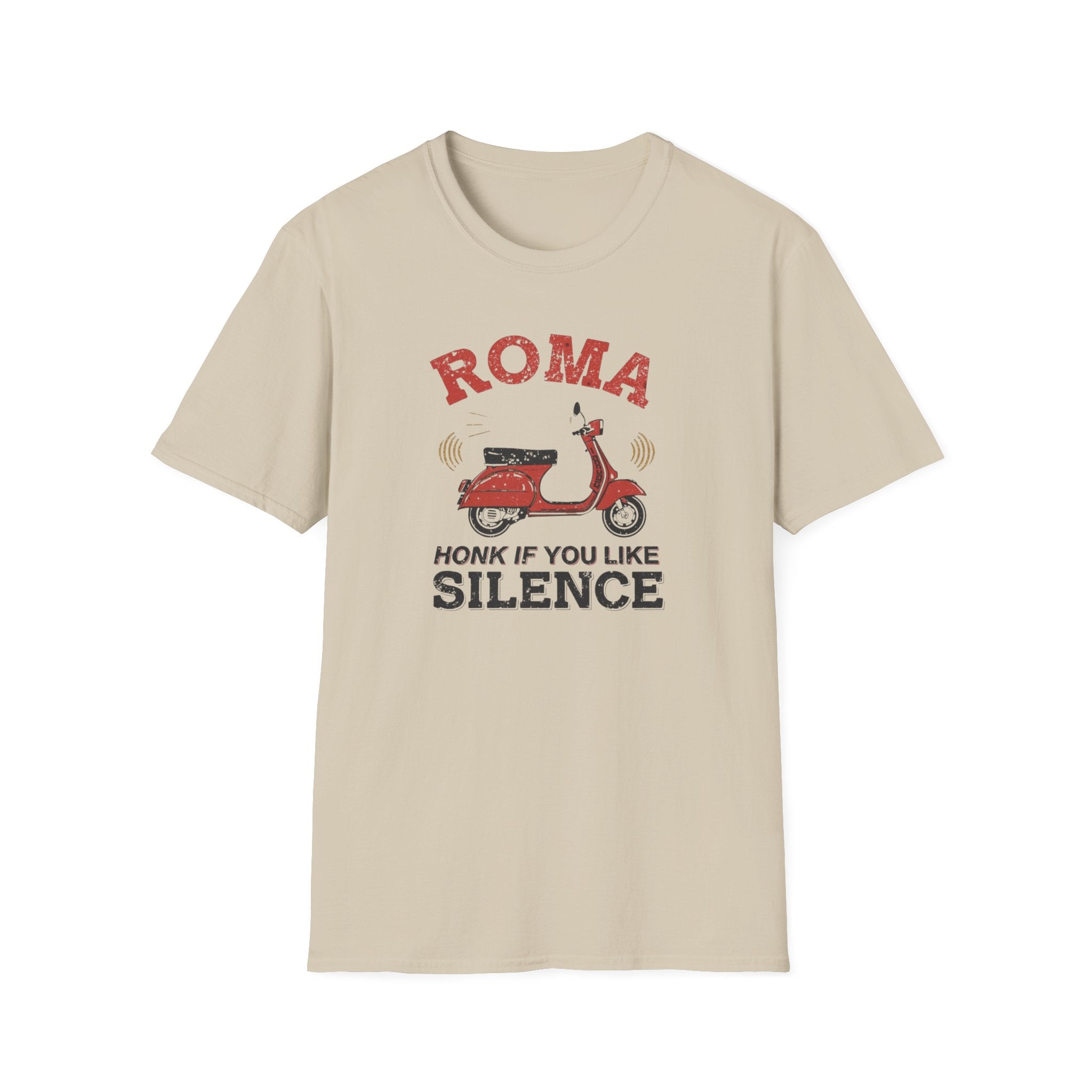 Roma Scooter T‑Shirt — "Honk If You Like Silence" Vintage Vespa Tee