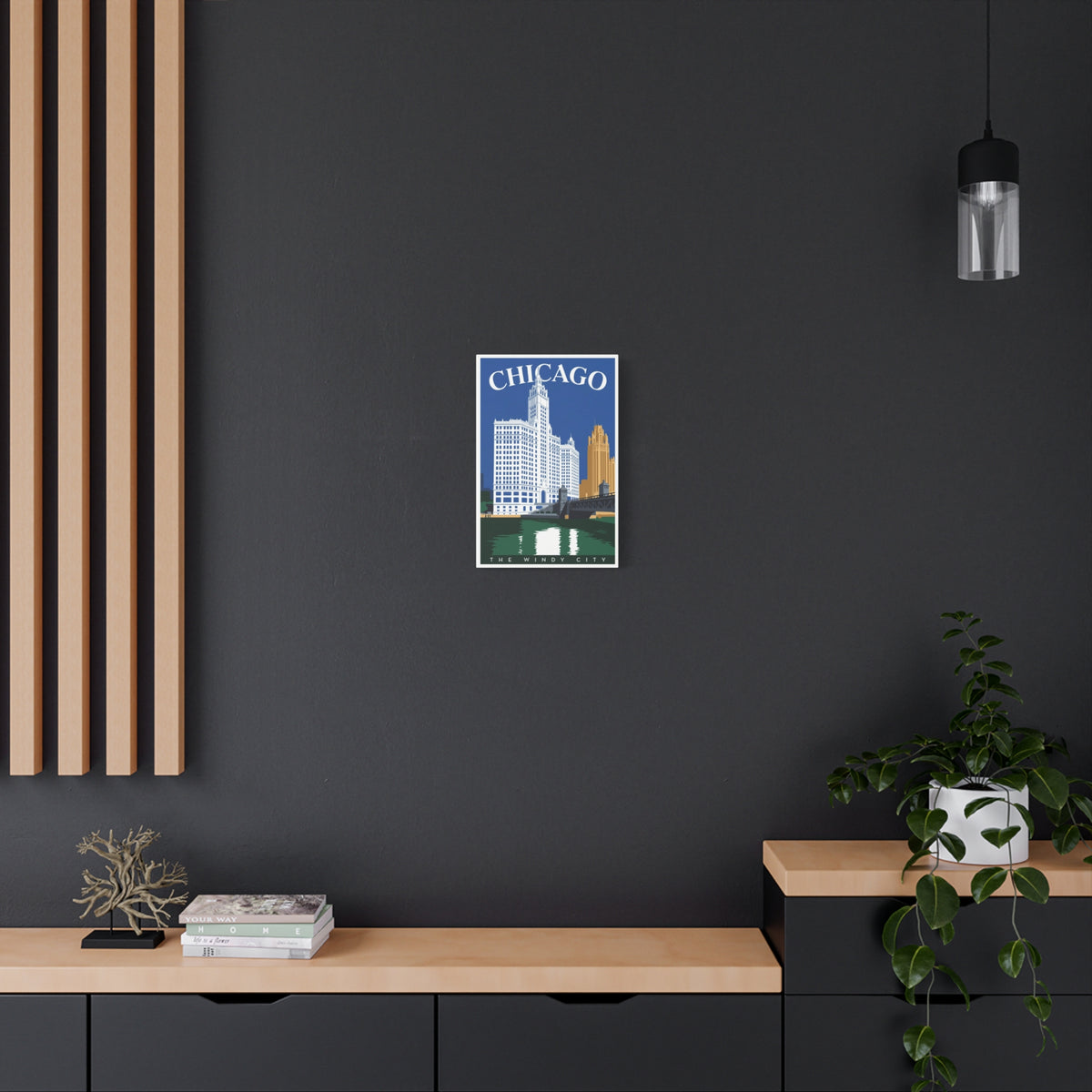 Chicago Skyline Stretched Canvas – The Windy City Retro Travel Art