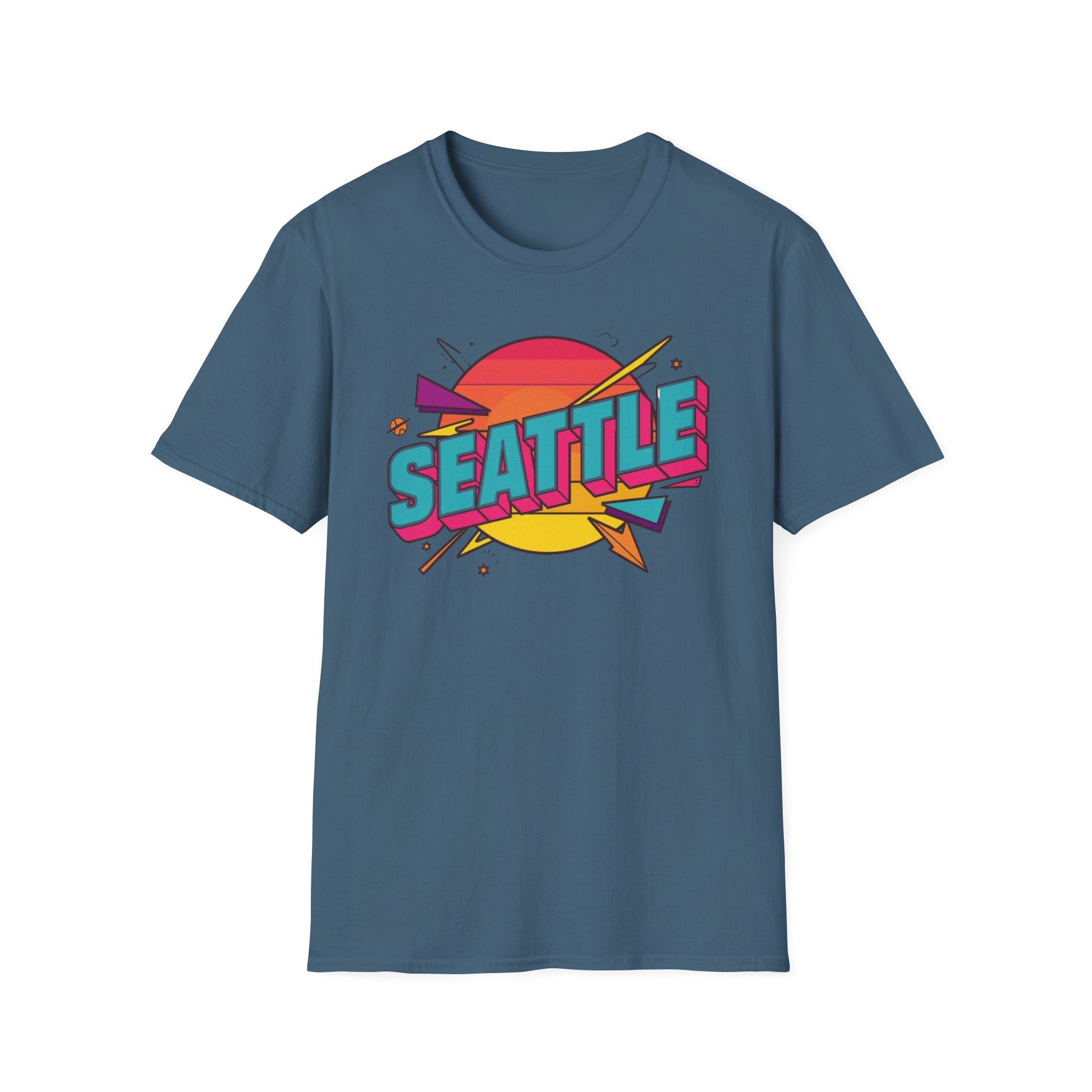 Seattle Retro Sunset T-Shirt — Vintage 80s City Graphic Tee