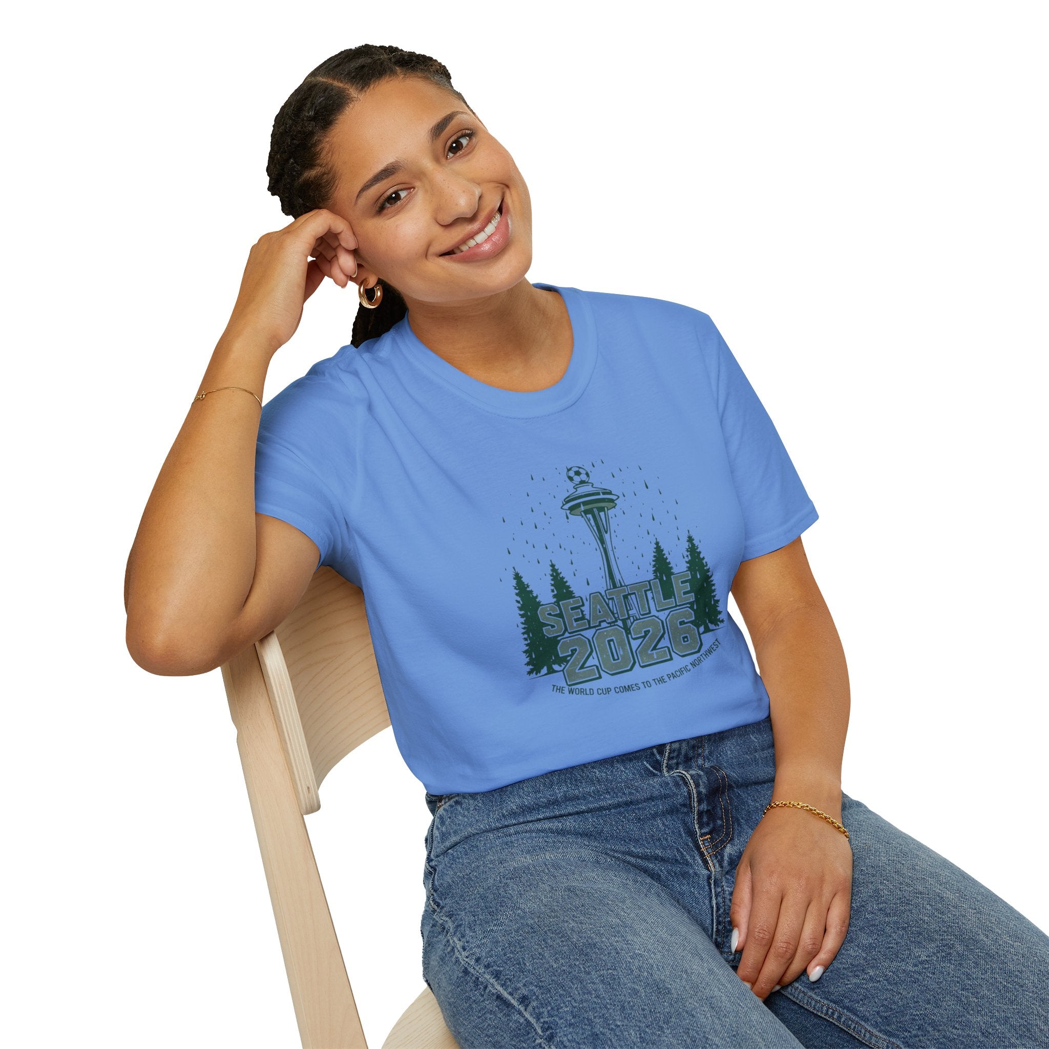 Seattle 2026 Souvenir T-Shirt — Space Needle & Pine Trees Travel Tee