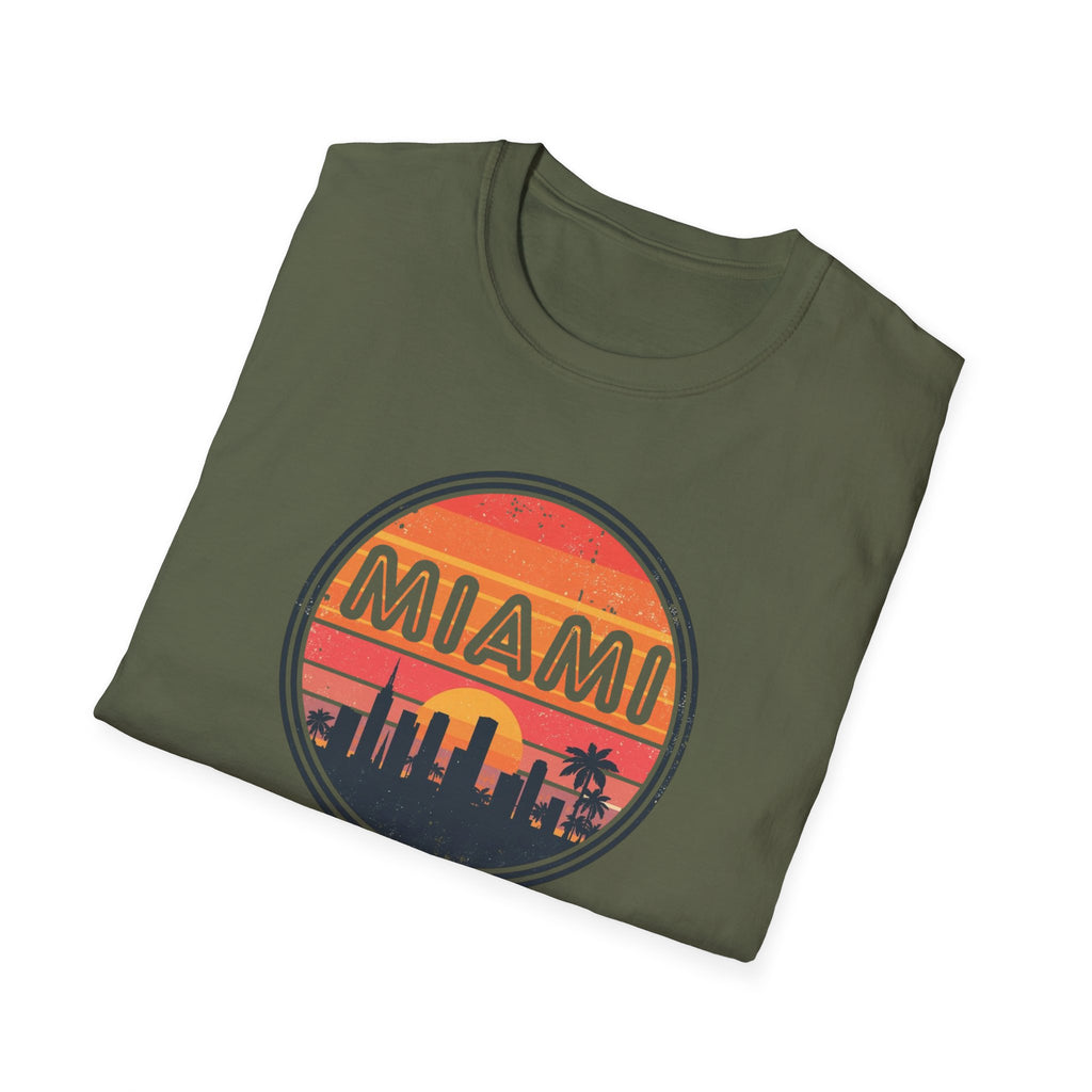 Miami Sunset T‑Shirt — Retro Beach Skyline Tee