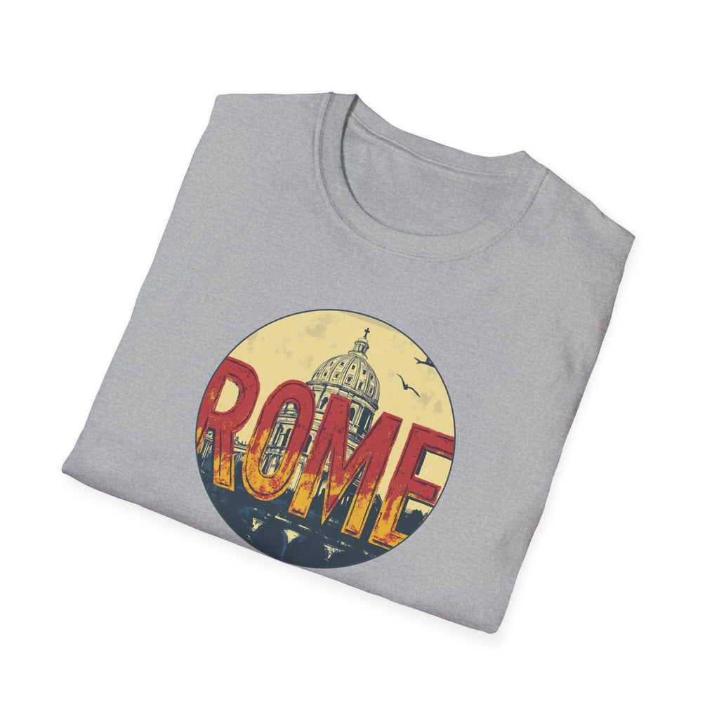Rome skyline circle graphic T-Shirt | Vatican St. Peter dome vintage travel design