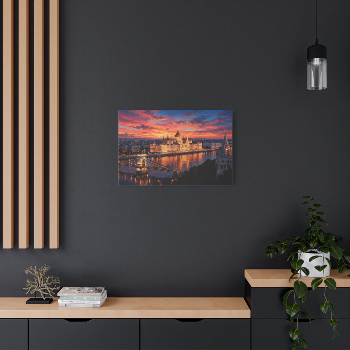 Budapest Parliament Sunset Canvas Wall Art