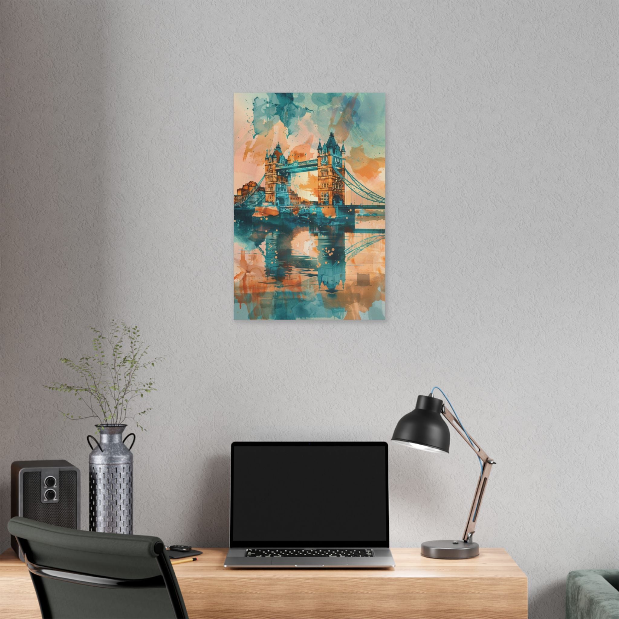 London Tower Bridge Watercolor Canvas Print