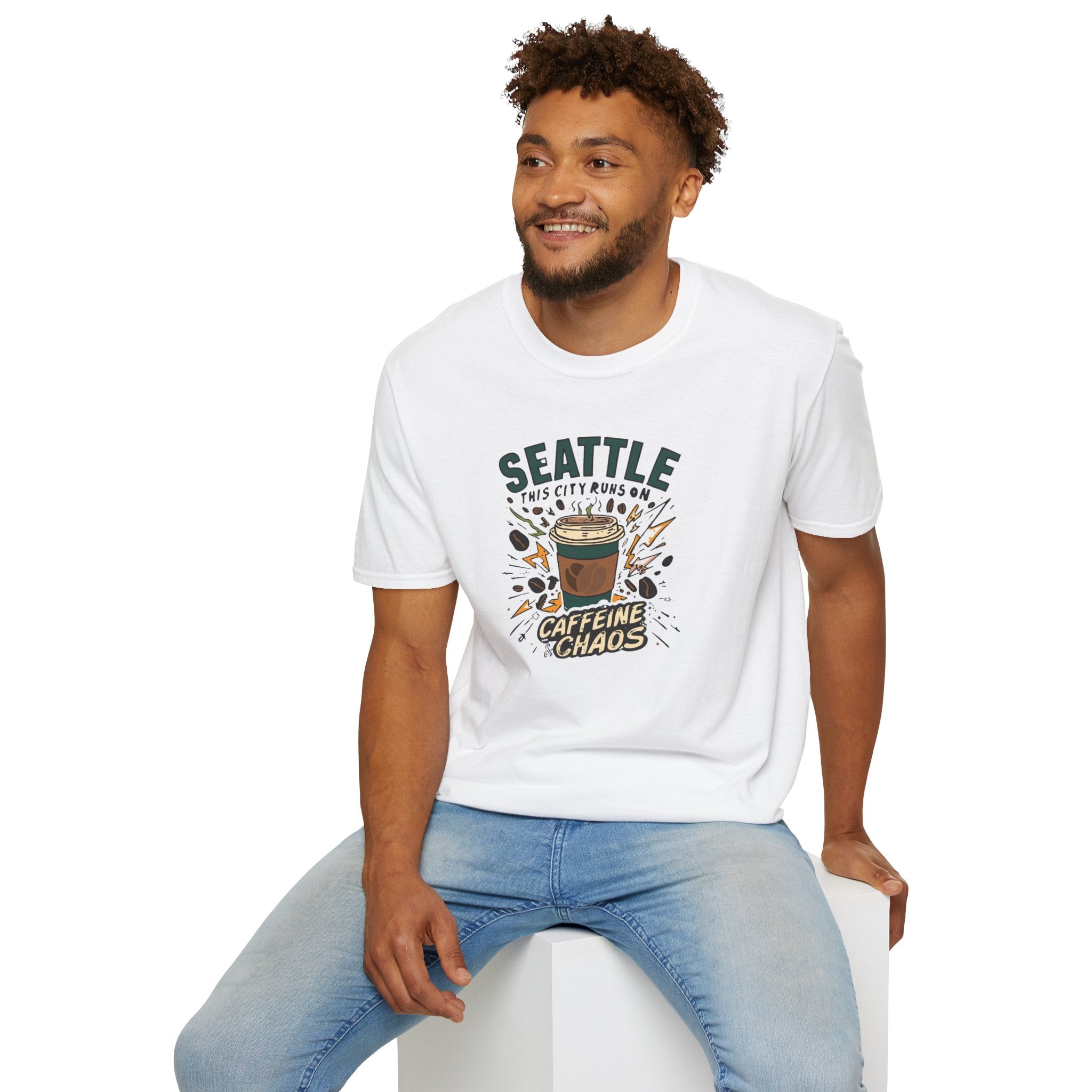 Seattle Caffeine Chaos T-Shirt – This City Runs on Coffee Graphic Tee
