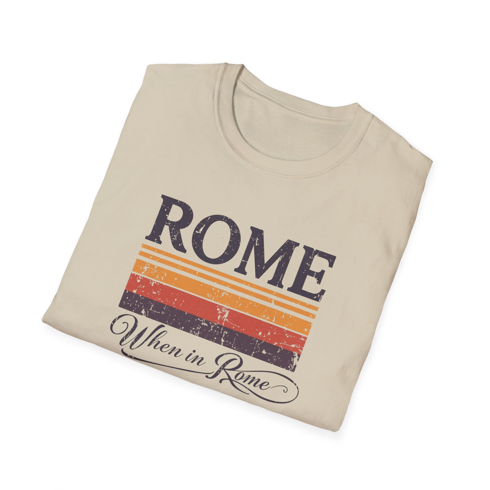 Rome Vintage Stripes T-Shirt — "When in Rome" Travel Tee