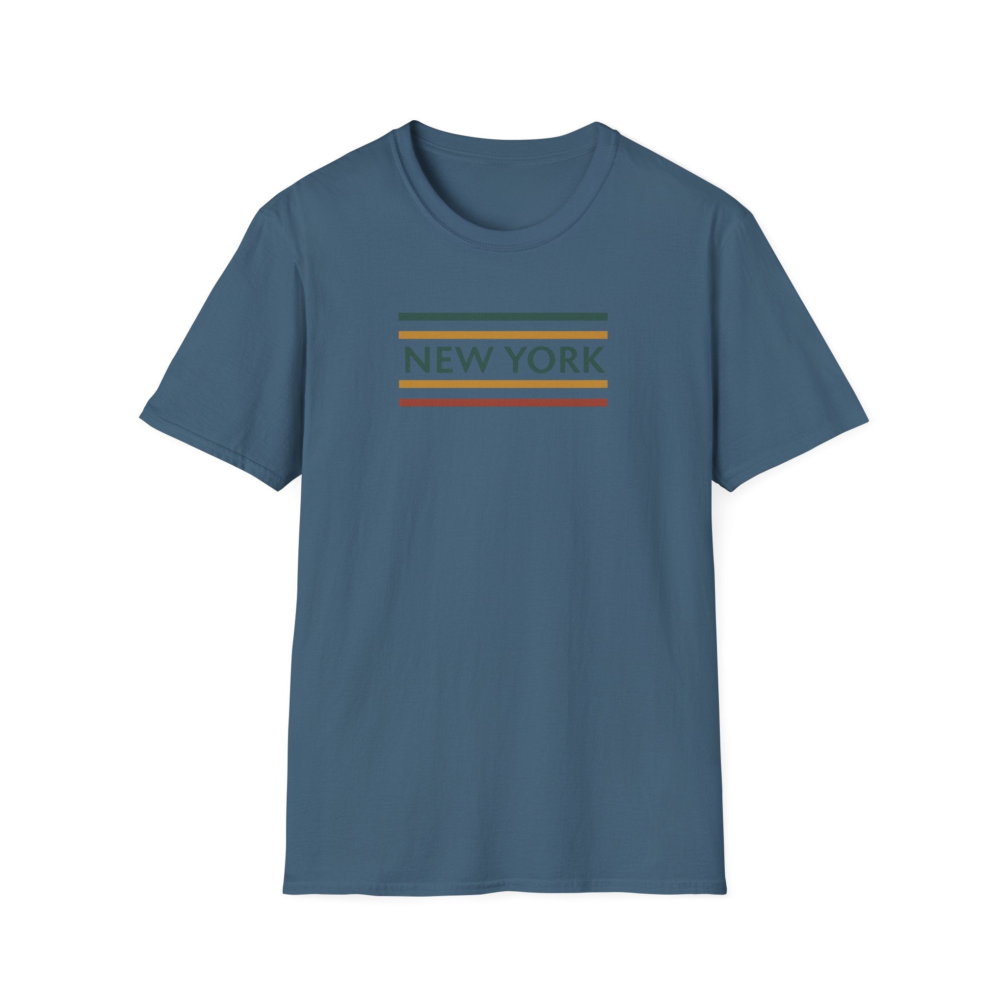 New York Striped Logo T-Shirt | Retro Lines City Design