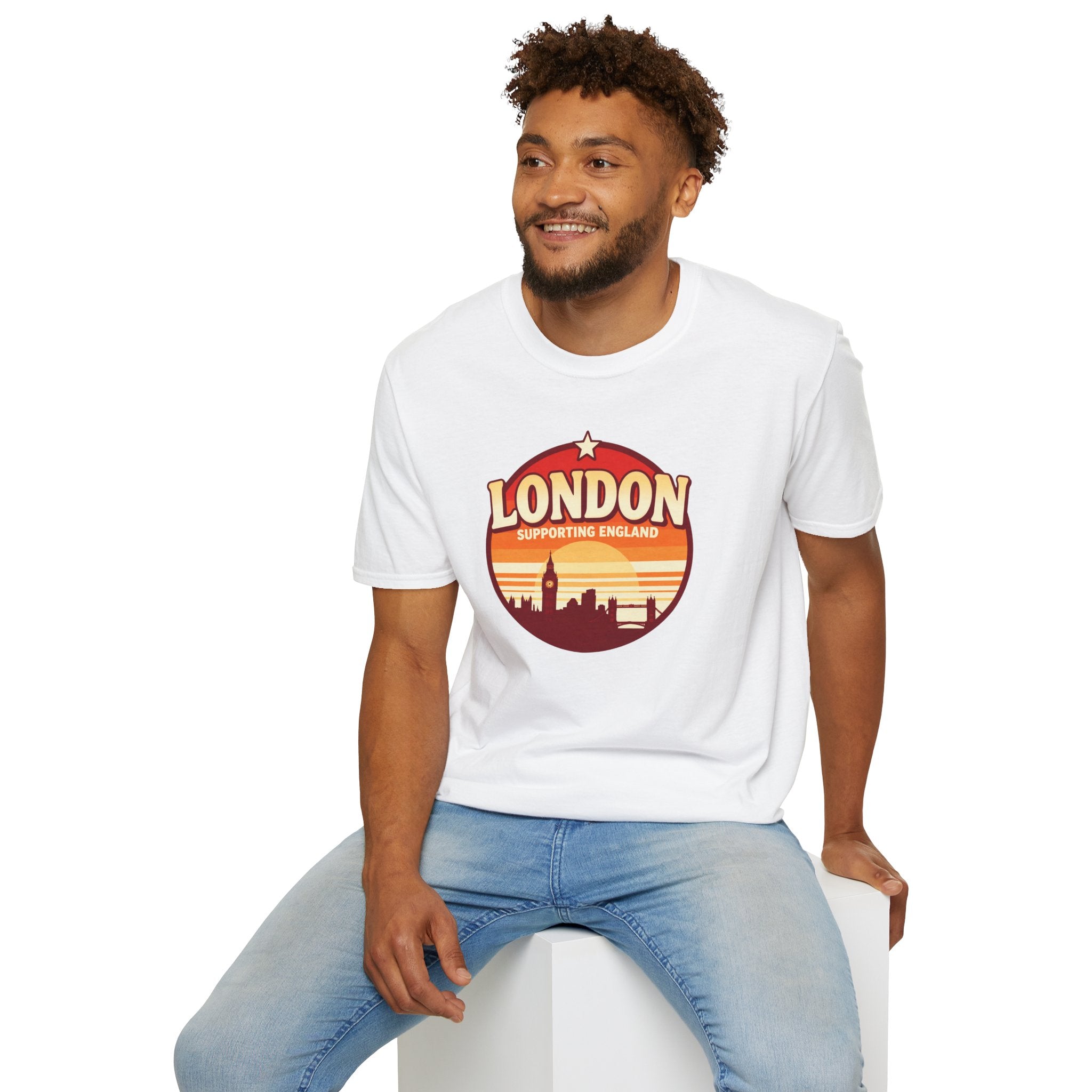 London Skyline T‑Shirt — Supporting England Retro Sunset Graphic