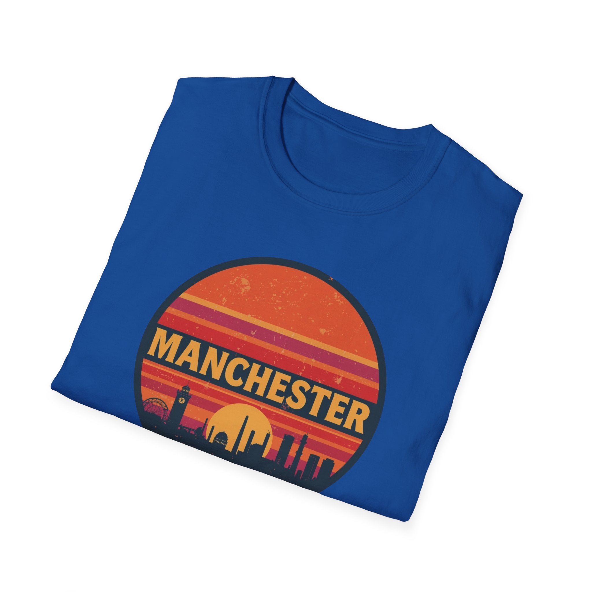 Manchester Sunset T-Shirt — Retro City Skyline Tee
