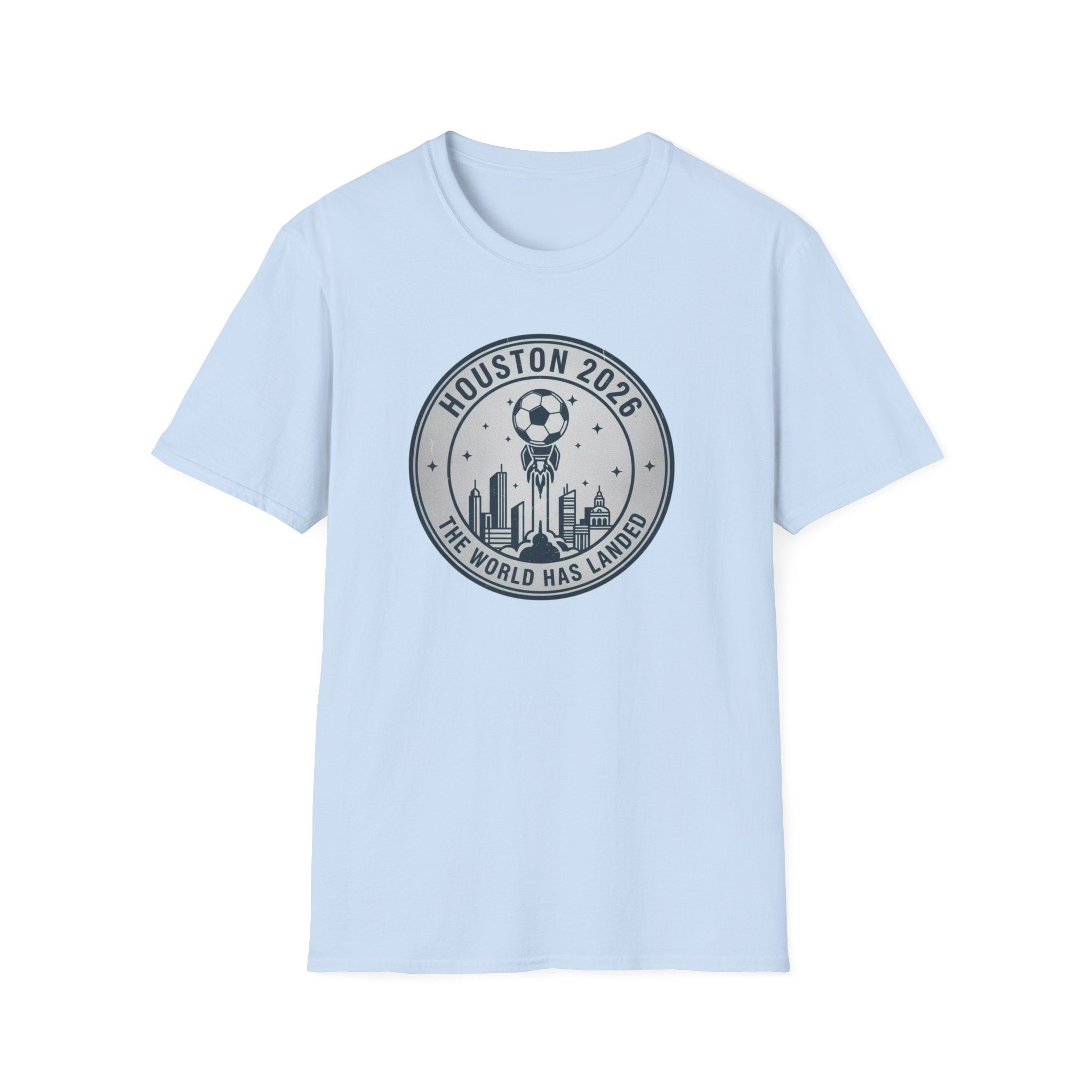Houston 2026 Soccer Tee — "The World Has Landed" City Crest