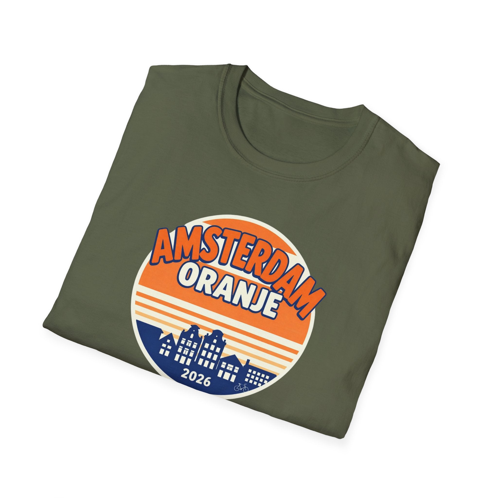 Amsterdam Oranje Vintage Skyline T-Shirt — 2026 Dutch Pride Tee