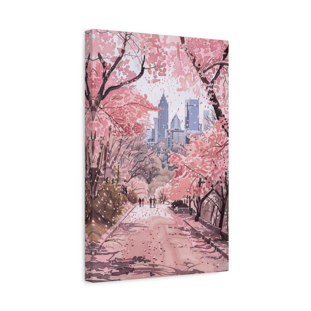 Atlanta Piedmont Park - Georgia - Cherry Blossom Cityscape Canvas - Bank of America Plaza