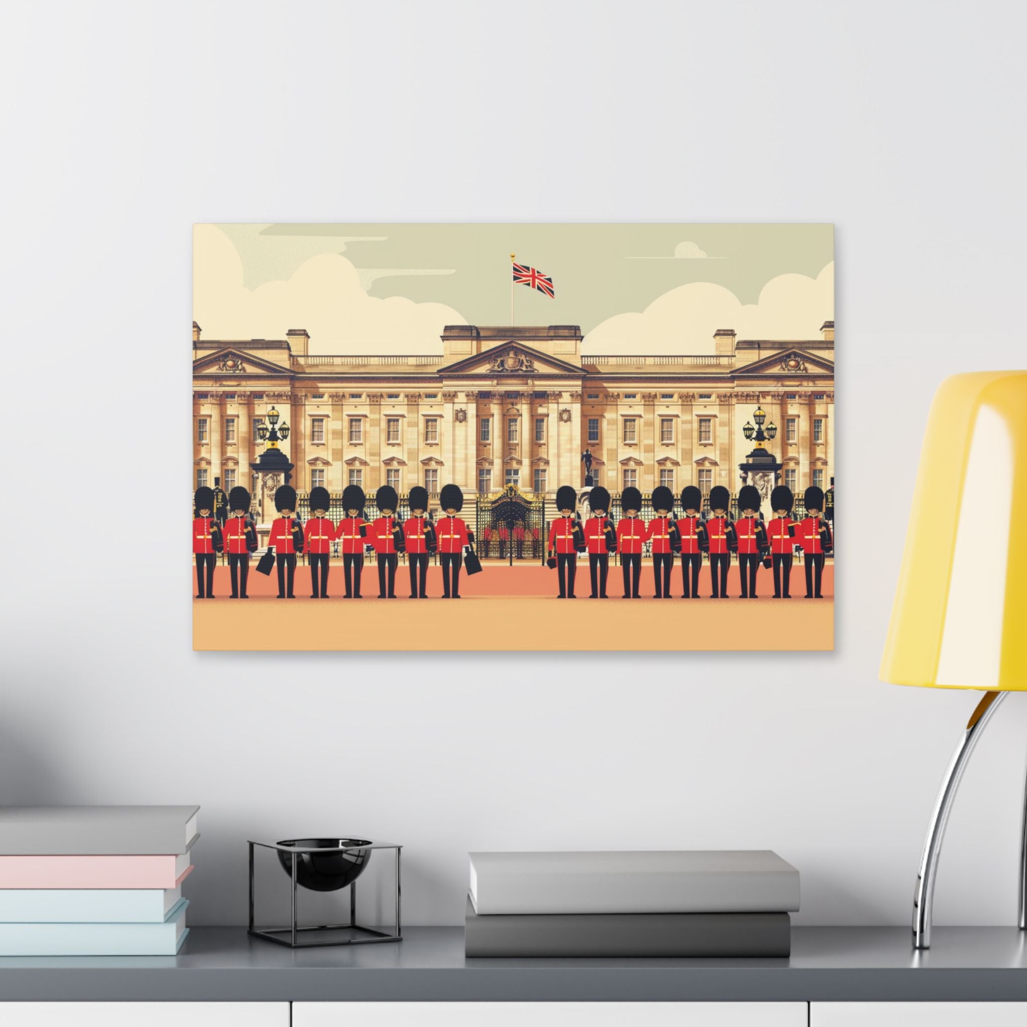 Buckingham Palace Guards Canvas Wall Art — British Royal Guard Illustration
