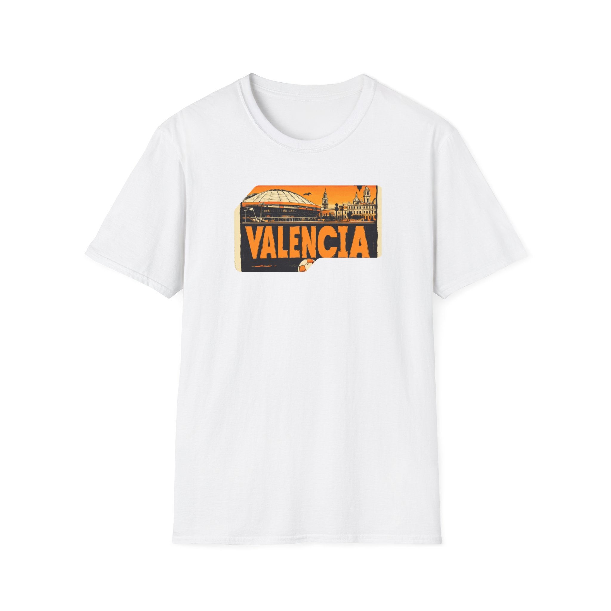 Valencia postcard skyline T-Shirt | Retro cityscape, orange sunset