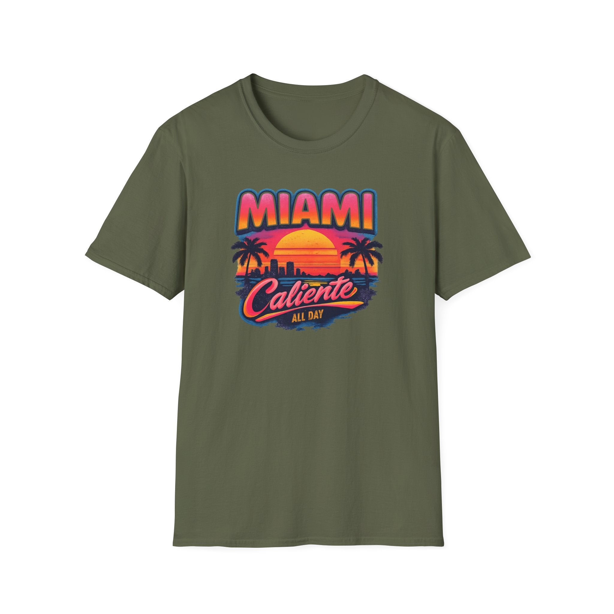 Miami Caliente Sunset T-Shirt — Vintage Palm Beach Vacation Tee