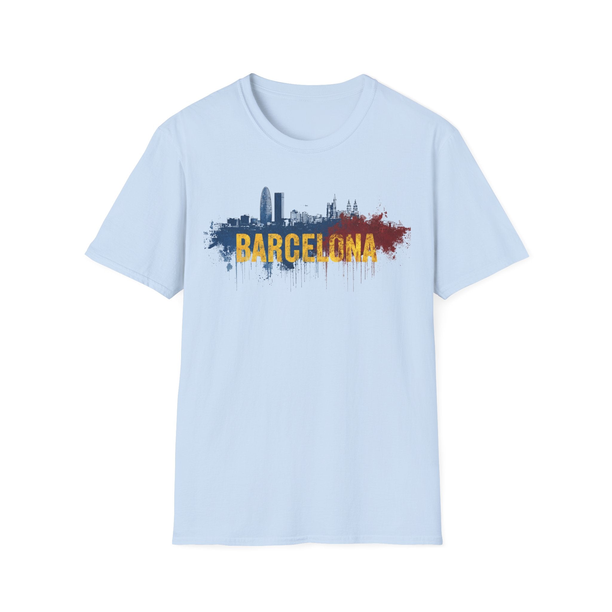 Barcelona skyline paint splash T-Shirt | Spanish city travel tee