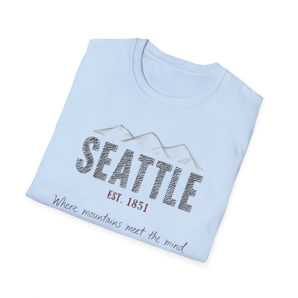 Seattle Mountains T-Shirt — "Where mountains meet the mind" Vintage City Tee