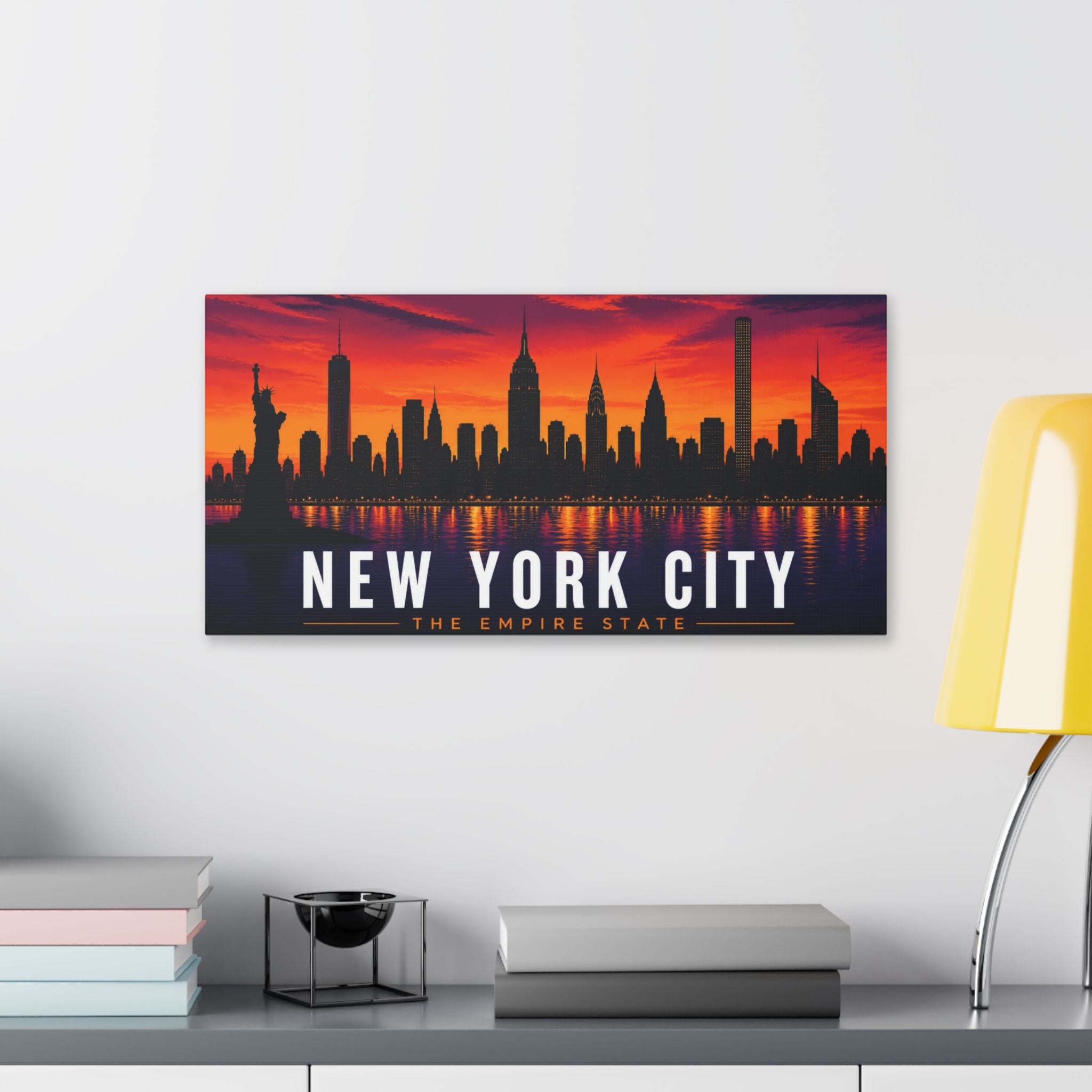 New York City Skyline Canvas Art – 'New York City The Empire State' Stretched Wall Decor
