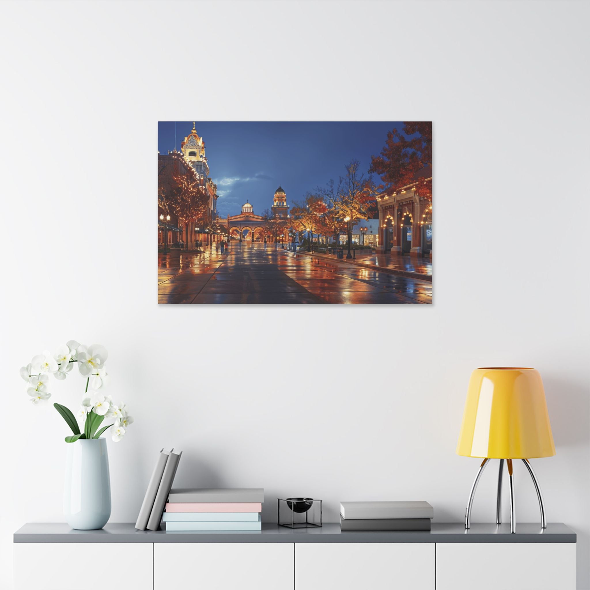 Kansas City Country Club Plaza Shopping District — Evening Street Scene Wall Art