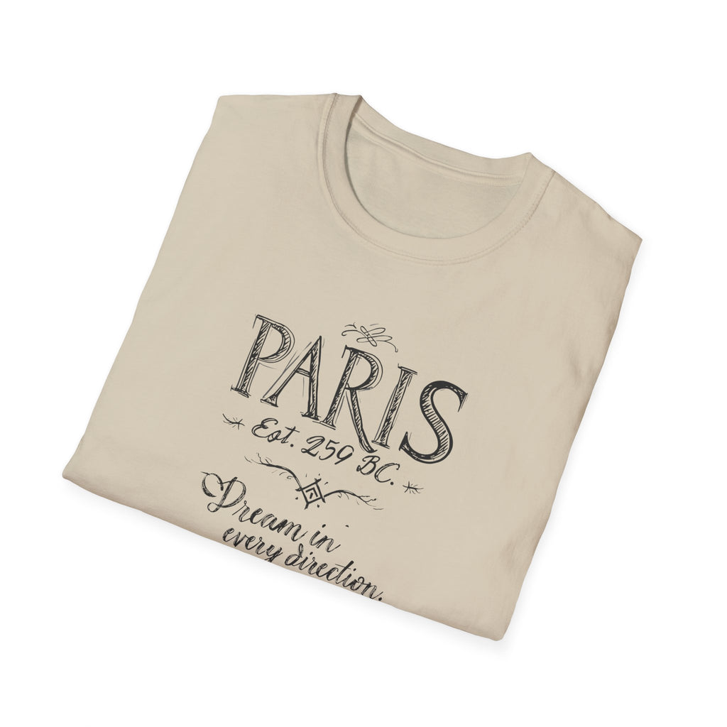 Paris Vintage Script T‑Shirt — "Dream in Every Direction"