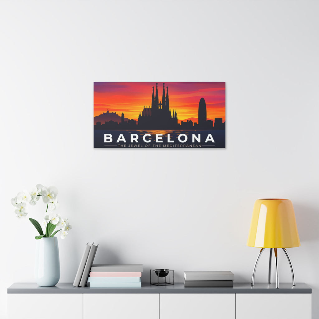 Barcelona Sunset Skyline Canvas