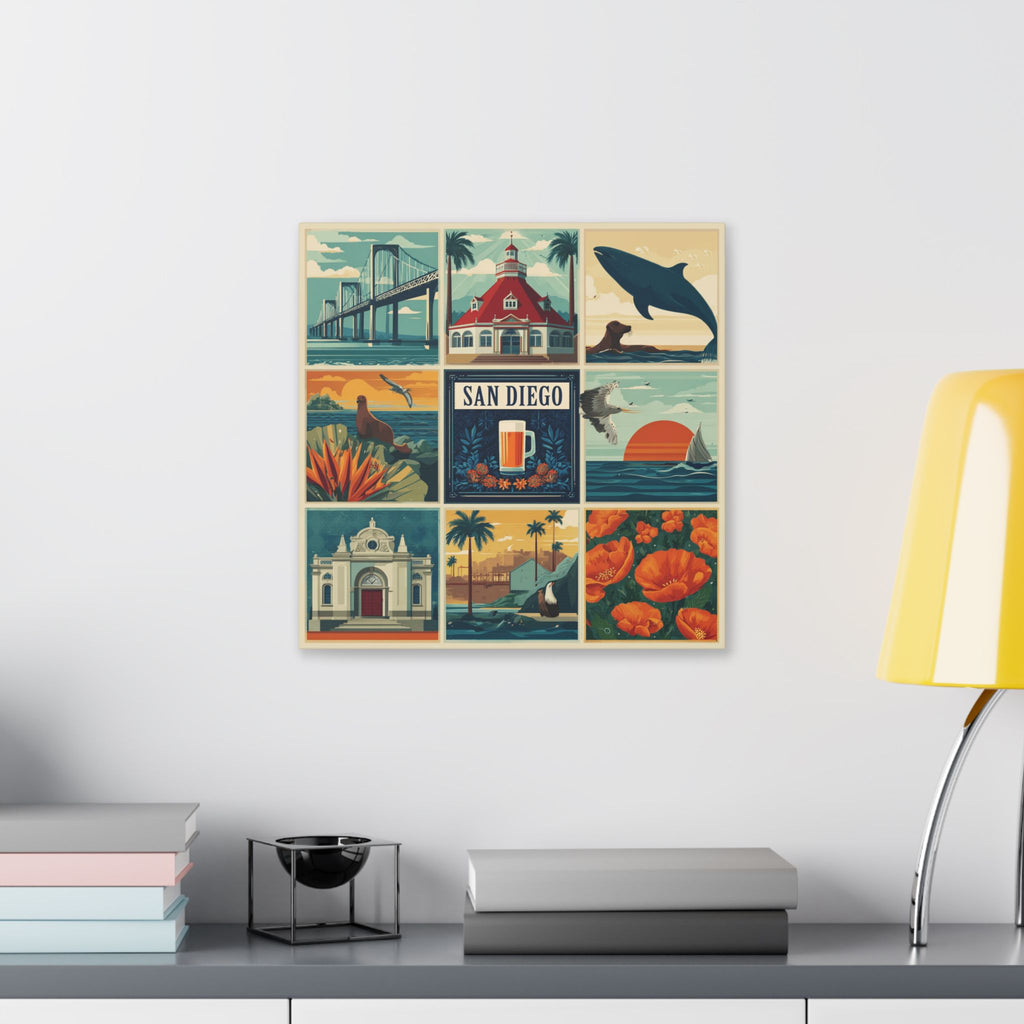 San Diego Vintage Collage Canvas