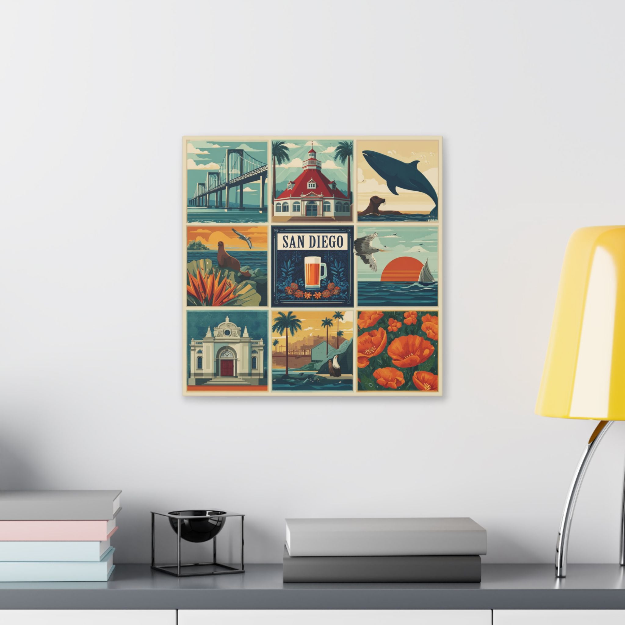 San Diego Vintage Collage Canvas