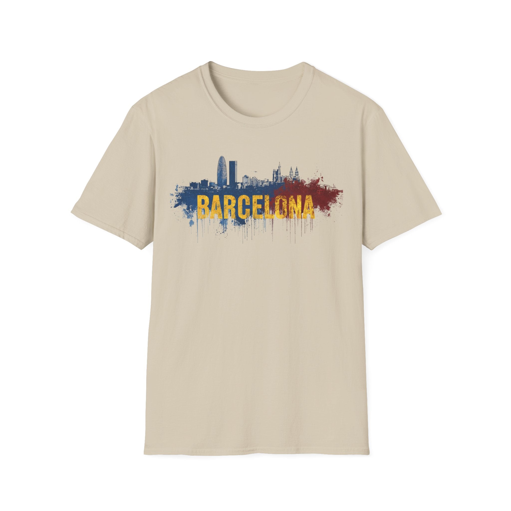 Barcelona skyline paint splash T-Shirt | Spanish city travel tee