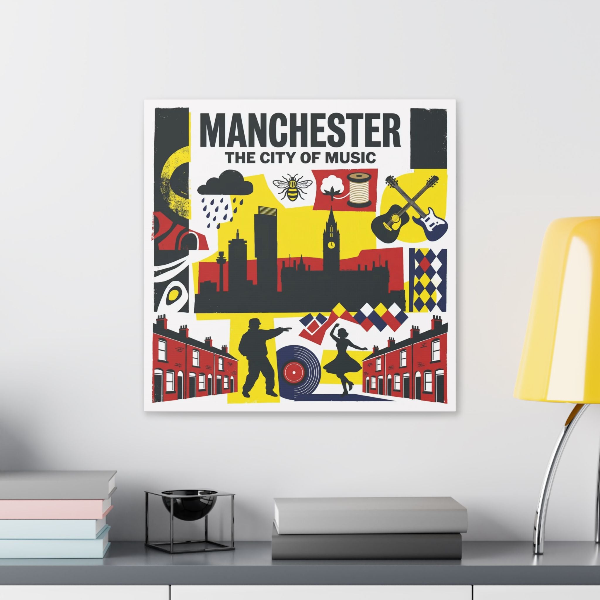 Manchester — The City of Music Stretched Canvas Wall Art
