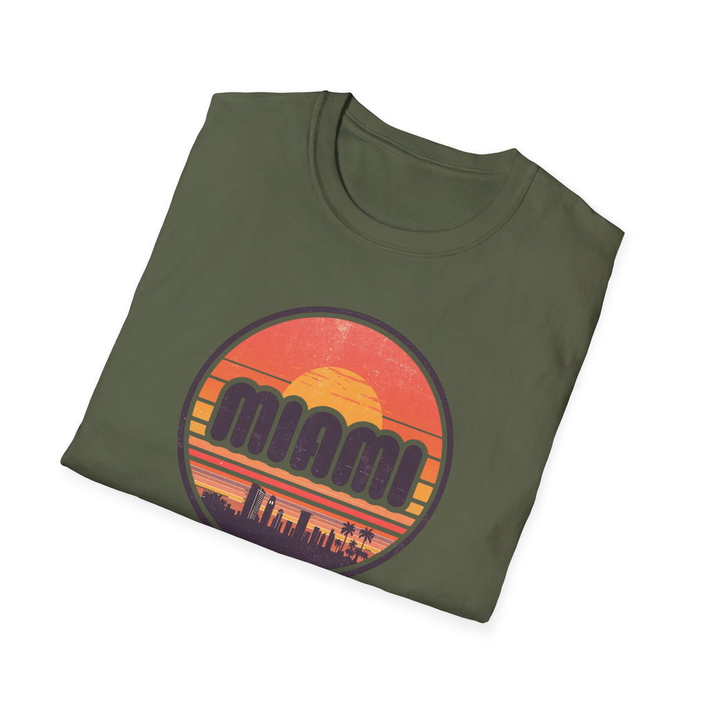 Miami Sunset T-Shirt — Retro Beach Skyline Tee