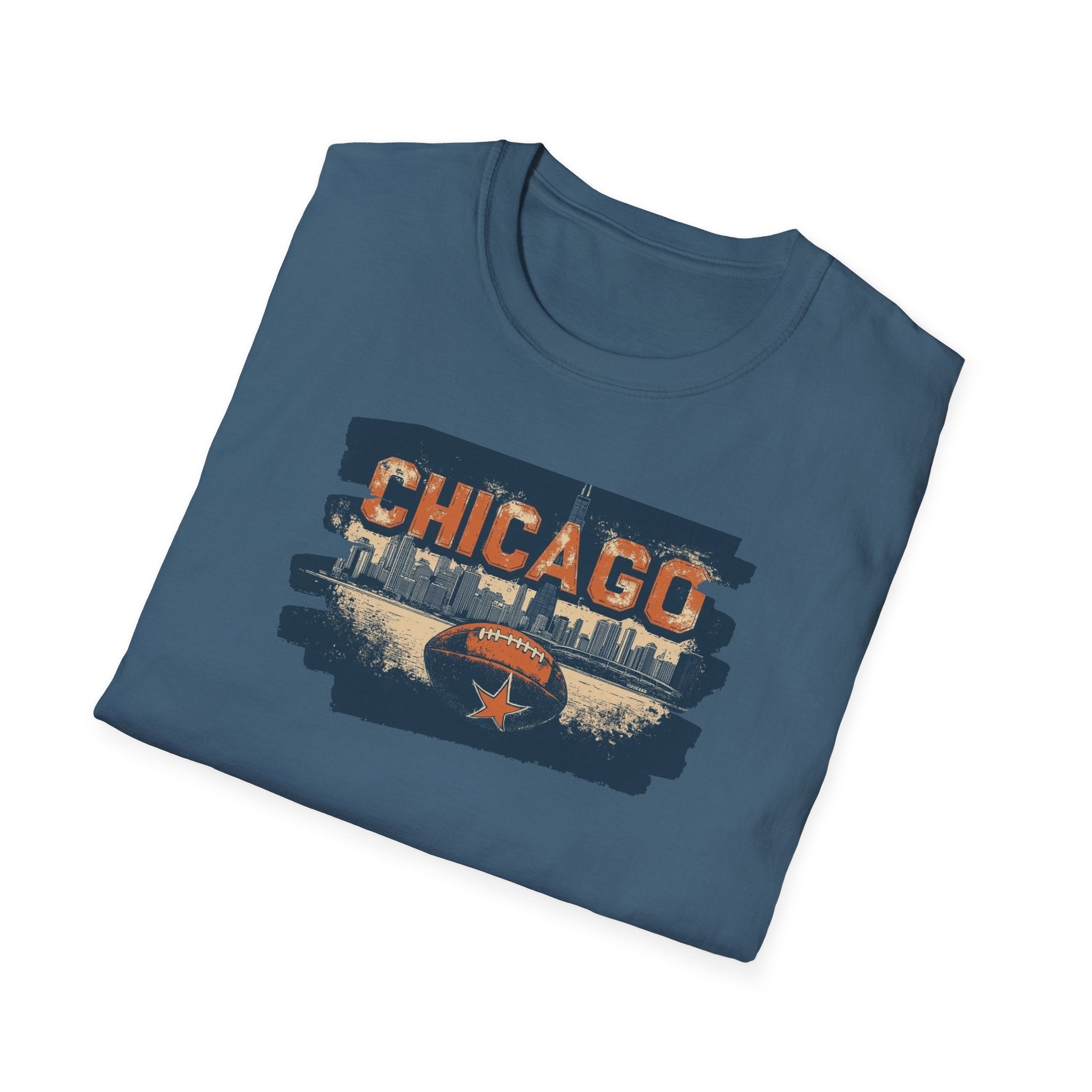 Chicago Skyline Distressed T-Shirt | Cityscape, Retro Star