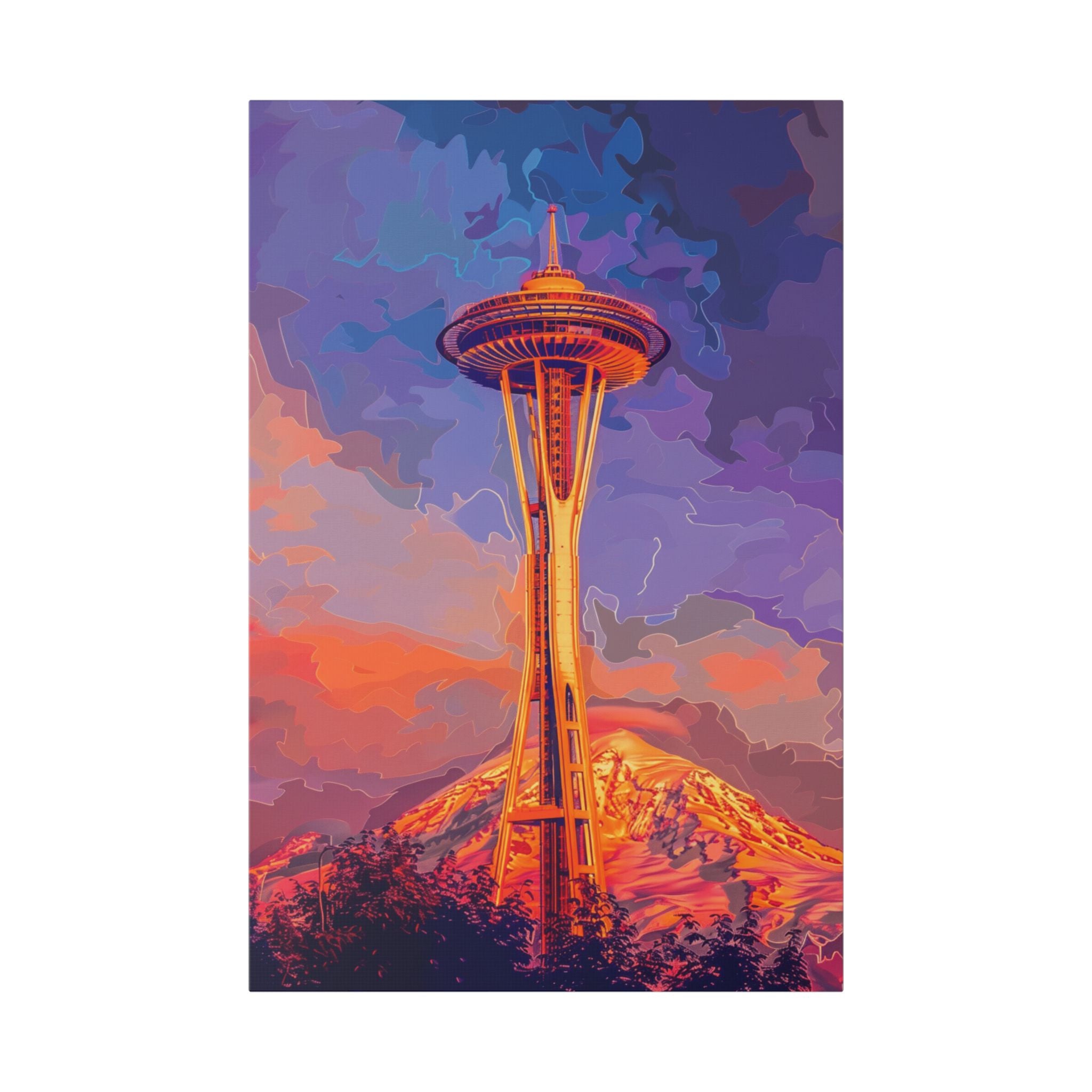 Space Needle Sunset Canvas — Seattle Skyline Art Print