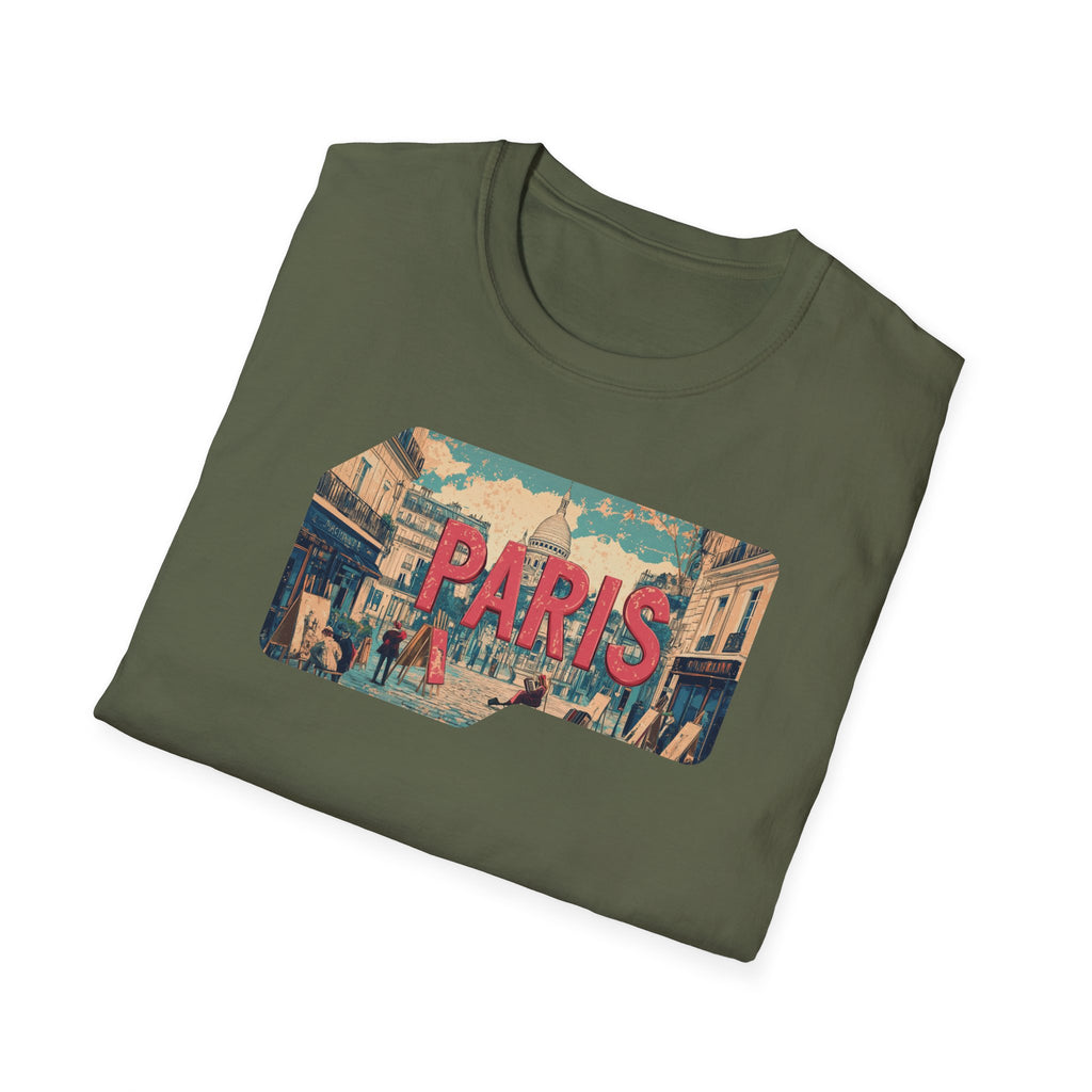 Paris Retro Street Scene T-Shirt | Vintage Parisian Graphic