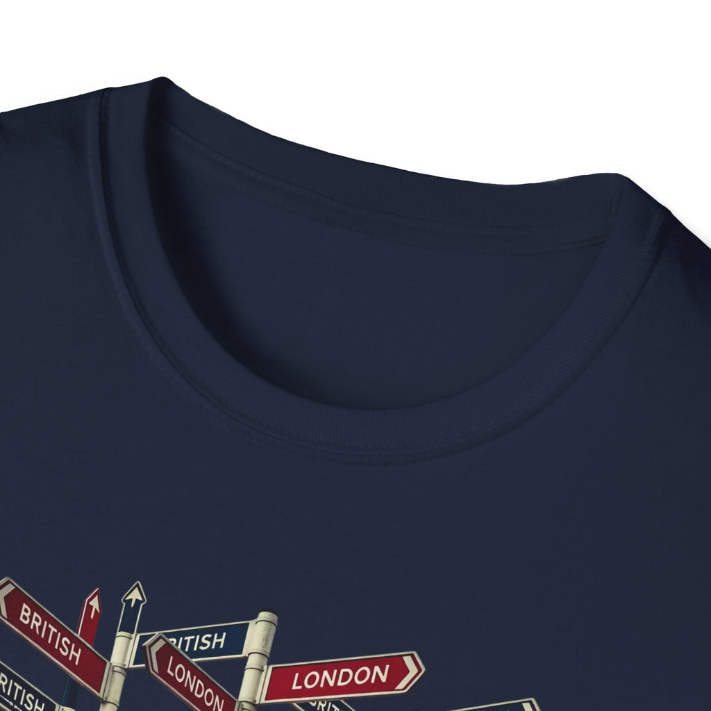 London Street Signs T-Shirt — Vintage Union Jack Directional Graphic