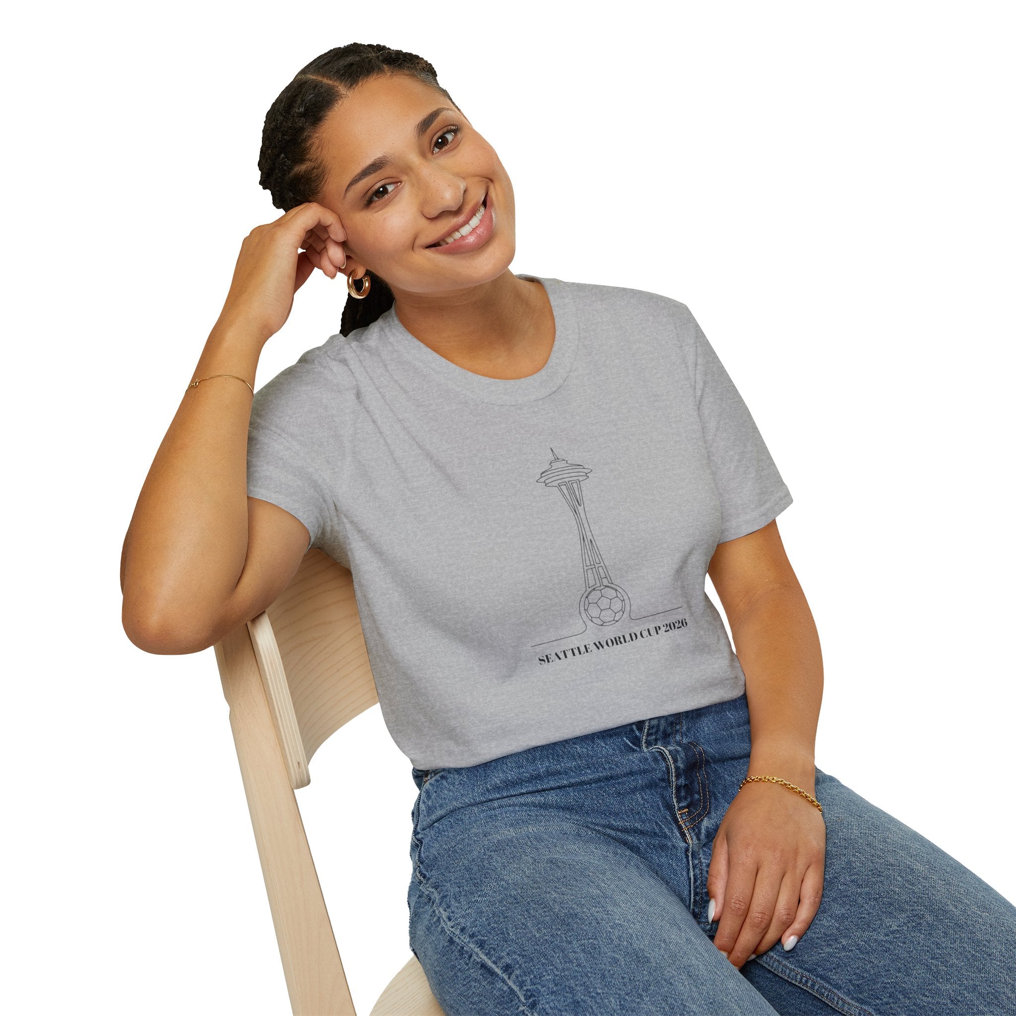Seattle Space Needle Sketch T-Shirt — Minimalist 'Seattle World Cup 2026' Souvenir Tee