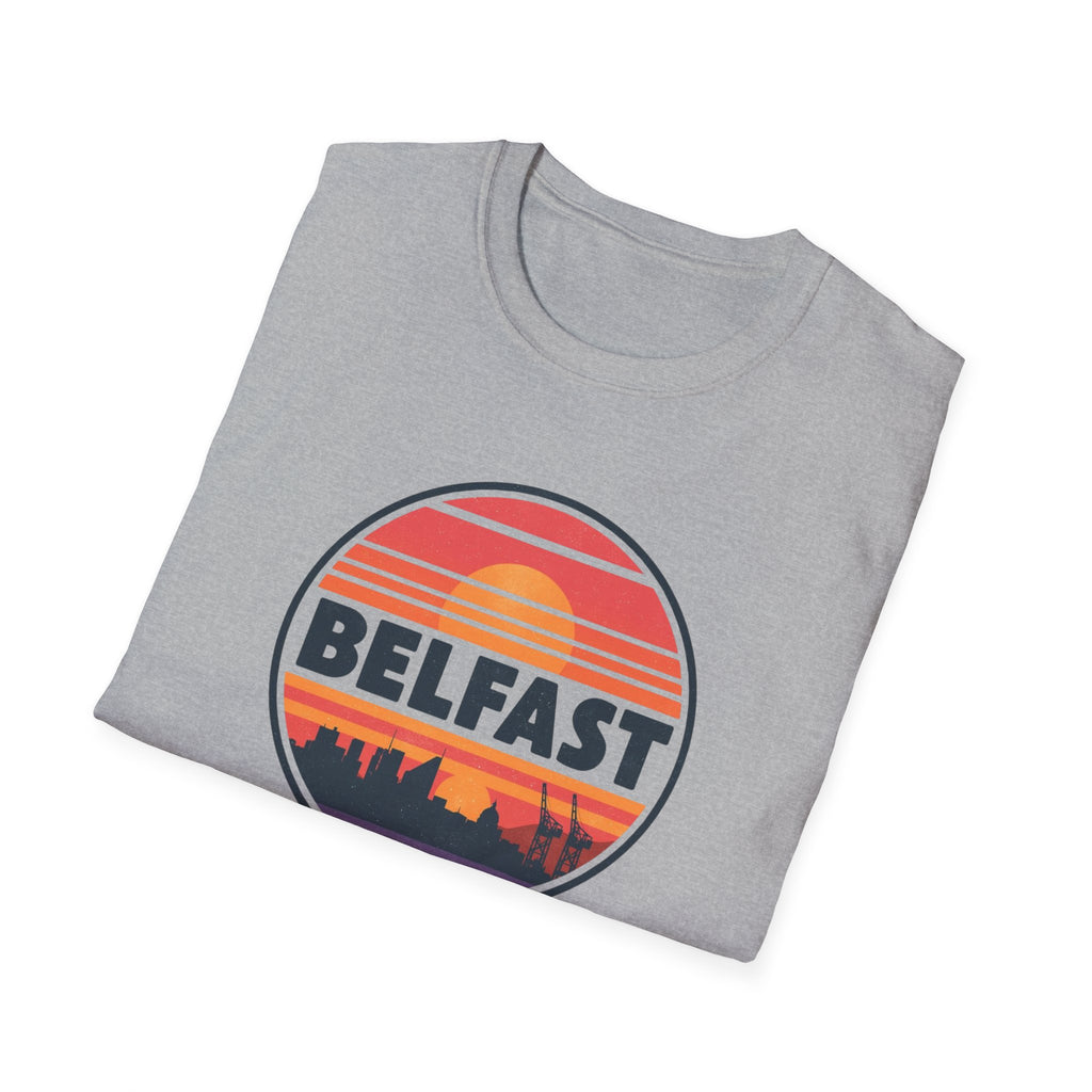 Belfast Sunset T-Shirt — Retro Skyline Graphic Tee