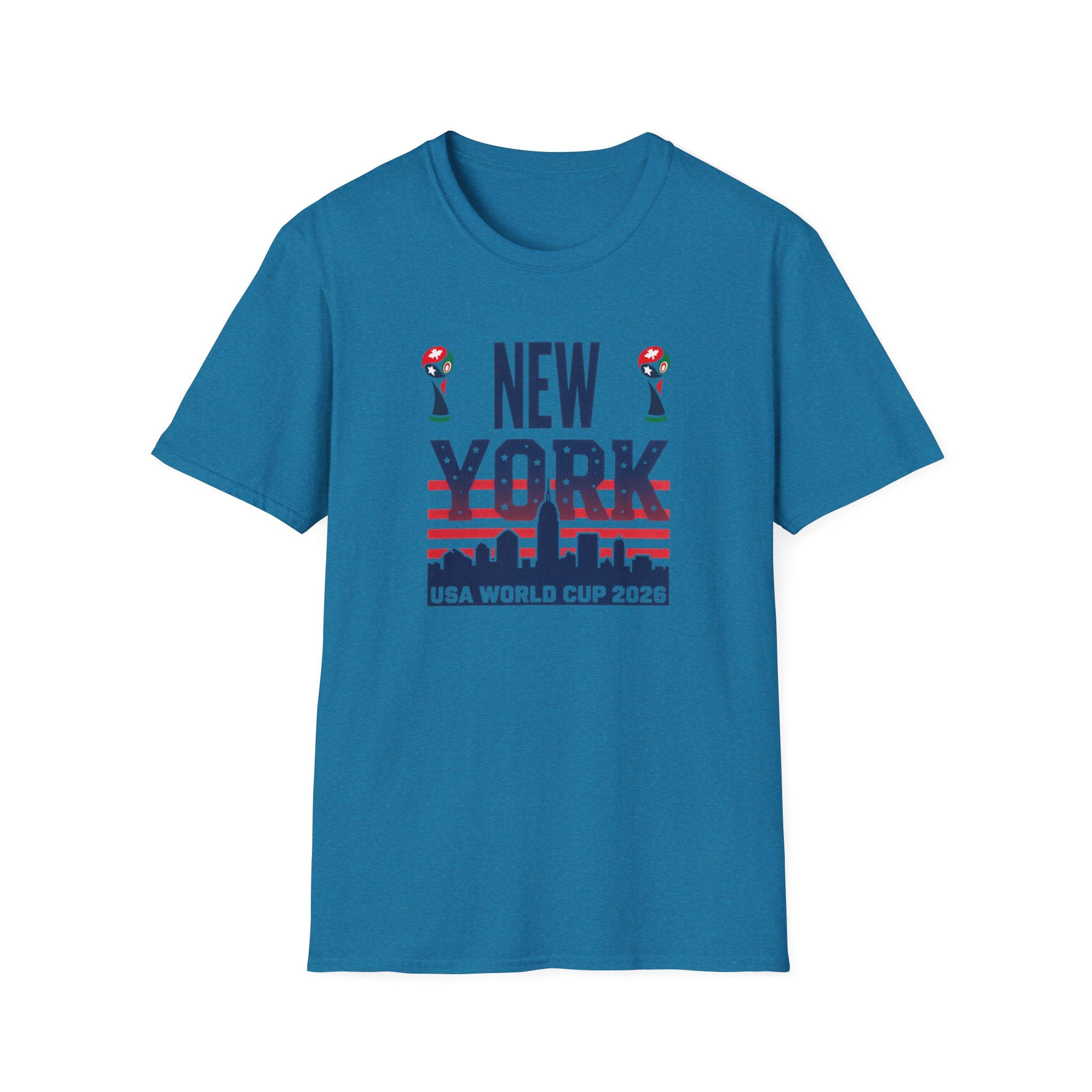 New York USA World Cup 2026 T-Shirt — American Flag Skyline Soccer Tee