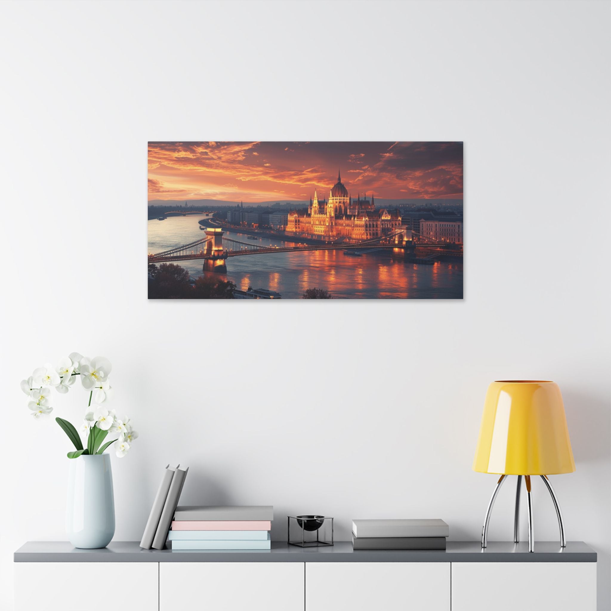 Budapest Parliament at Sunset — Classic Stretched Canvas Wall Art