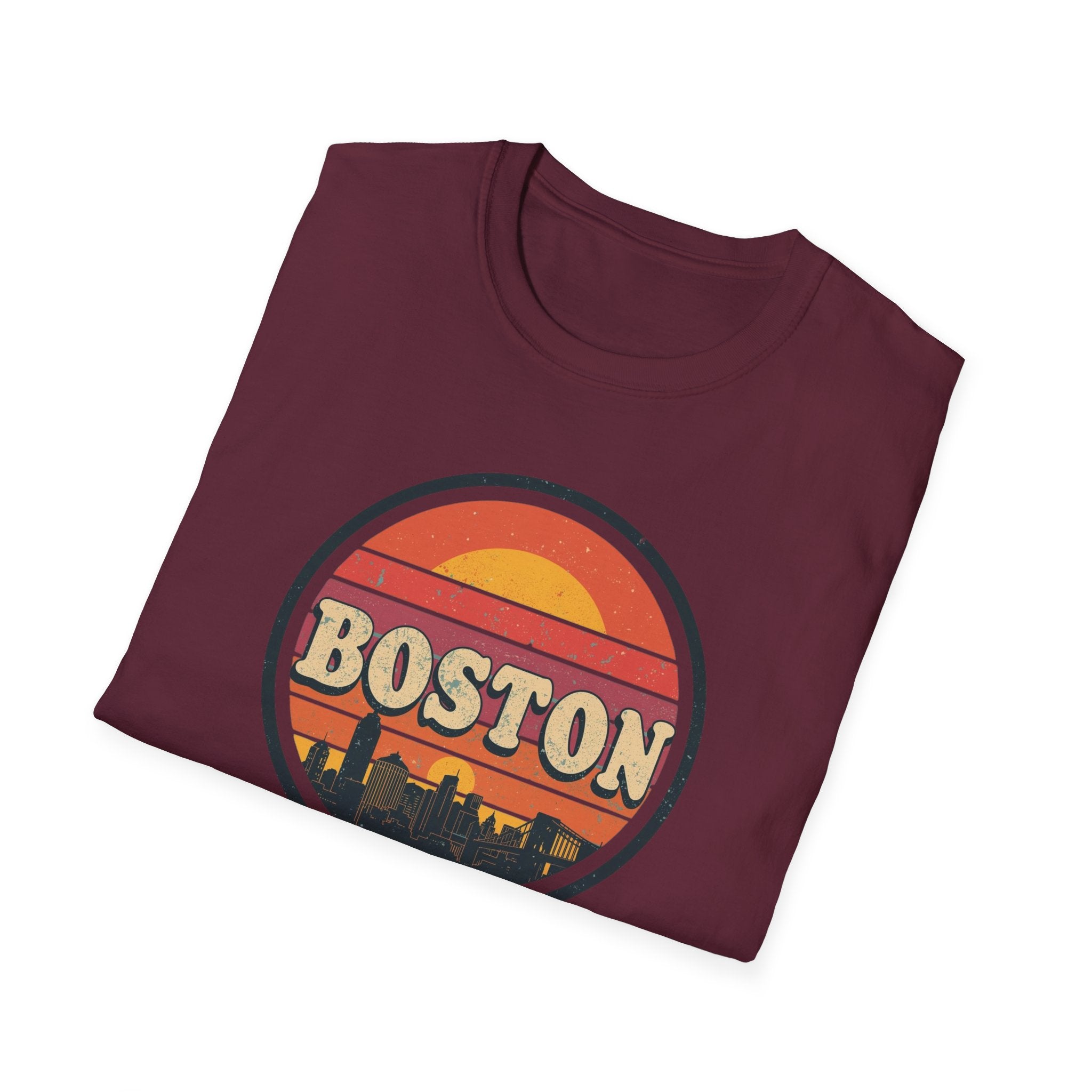 Boston Sunset Skyline T-Shirt — Vintage Retro City Tee