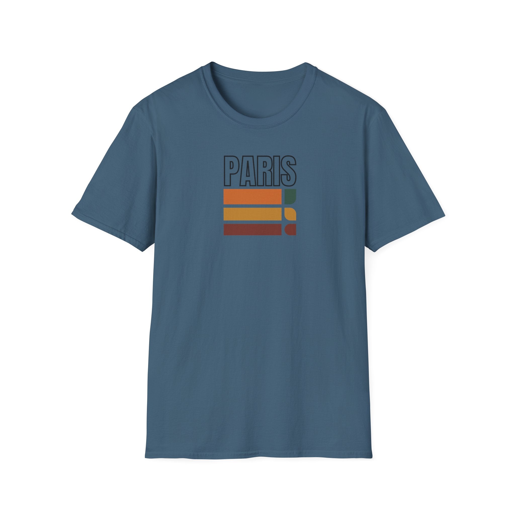 Paris Retro Stripes T-Shirt | Vintage Skyline Bars, Minimal Graphic