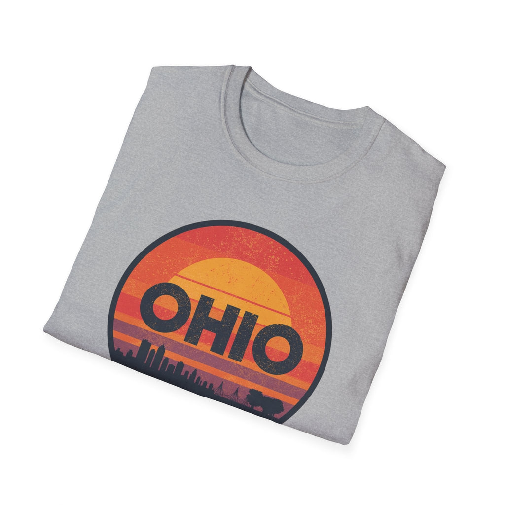 Ohio Retro Sunset T-Shirt — Vintage State Skyline Tee