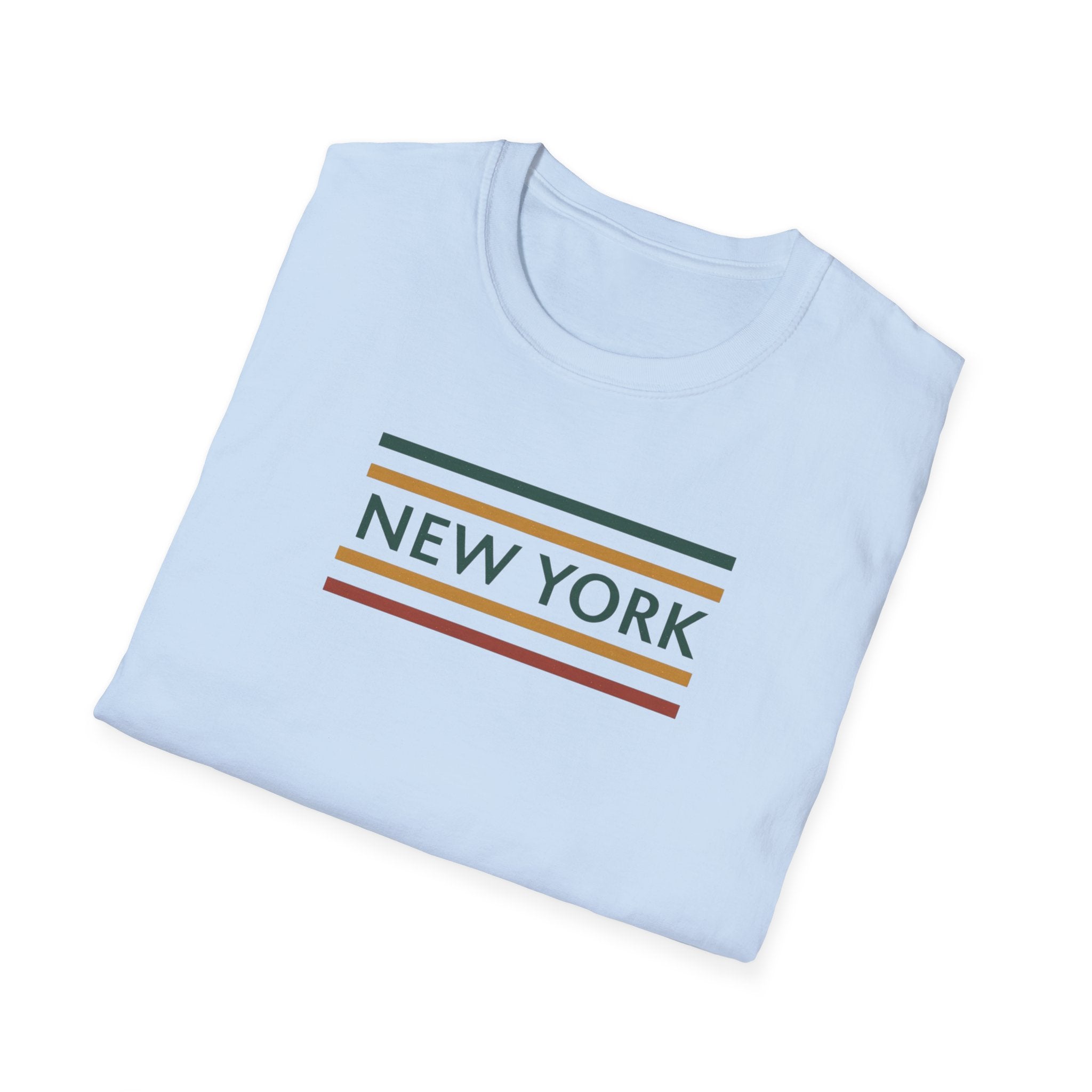 New York Striped Logo T-Shirt | Retro Lines City Design