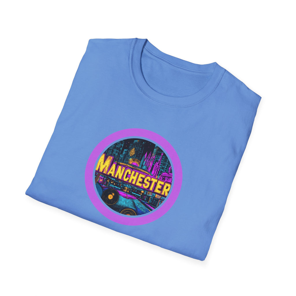 Manchester neon cityscape T-Shirt | retro skyline badge