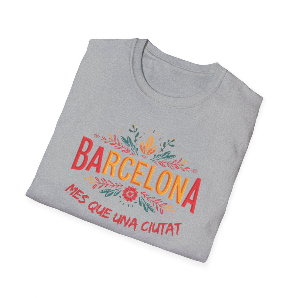 Barcelona floral script T-Shirt | Més que una ciutat, Catalonia travel tee