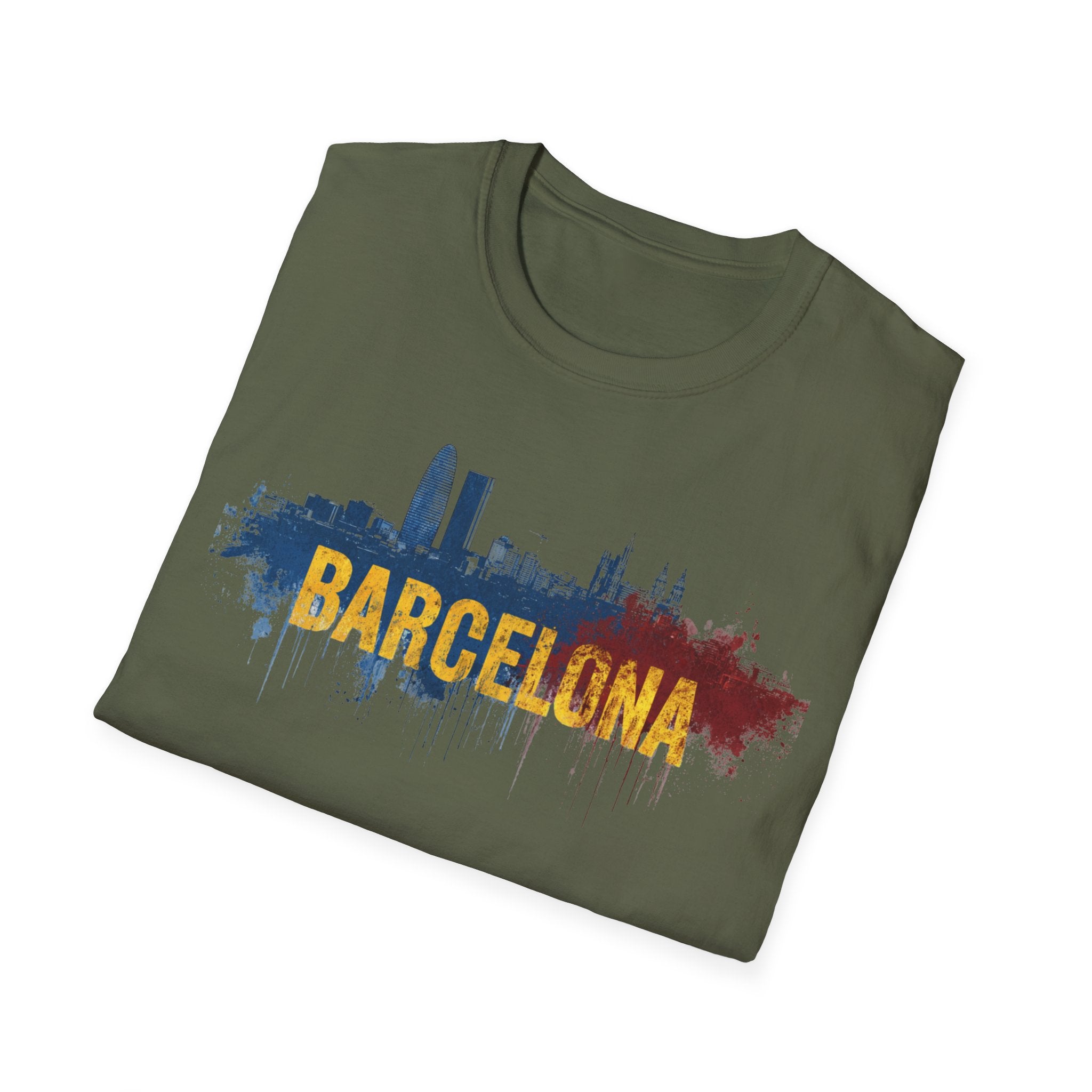 Barcelona skyline paint splash T-Shirt | Spanish city travel tee
