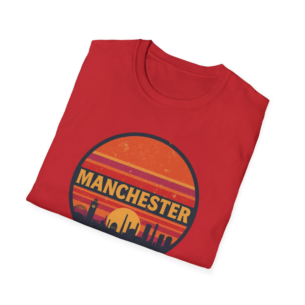 Manchester Sunset T-Shirt — Retro City Skyline Tee