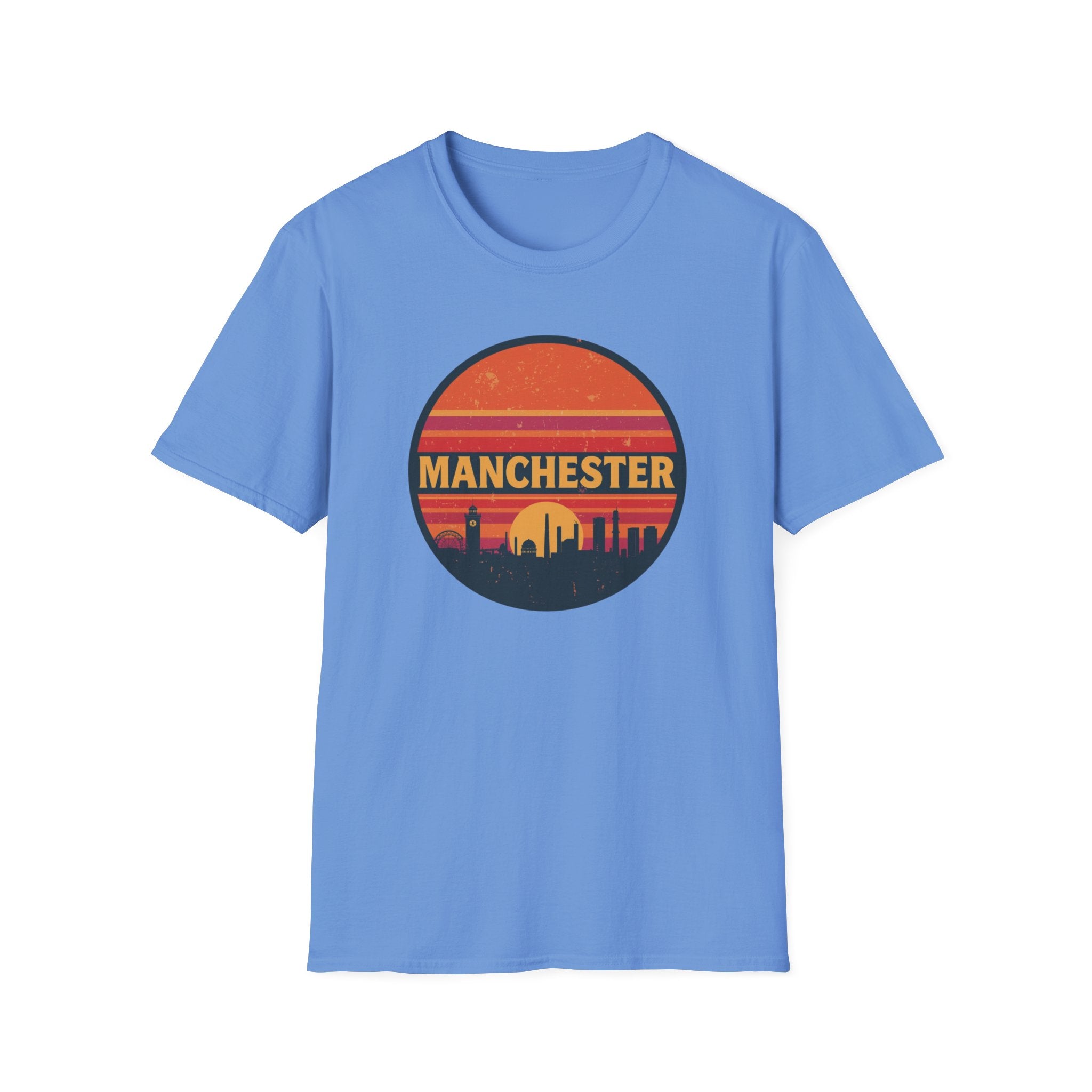 Manchester Sunset T-Shirt — Retro City Skyline Tee